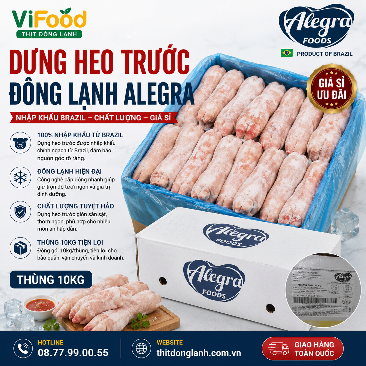 Dựng Heo Trước Đông Lạnh Alegra Giá Sỉ